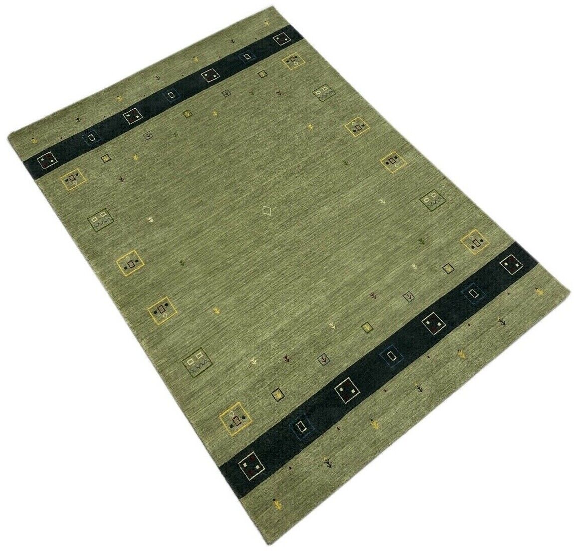 Gabbeh Teppich 100% Wolle 170x240 cm Beige Handgewebt Orientteppich wr107