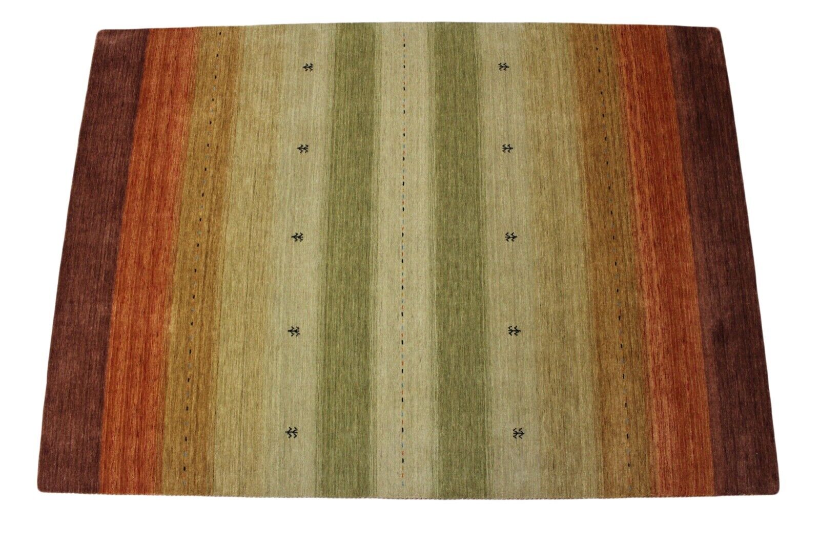 Preproga Gabbeh, zelena, oranžna, bež, 100 % volna, 170 x 240 cm, orientalsko ročno tkana, Lr456