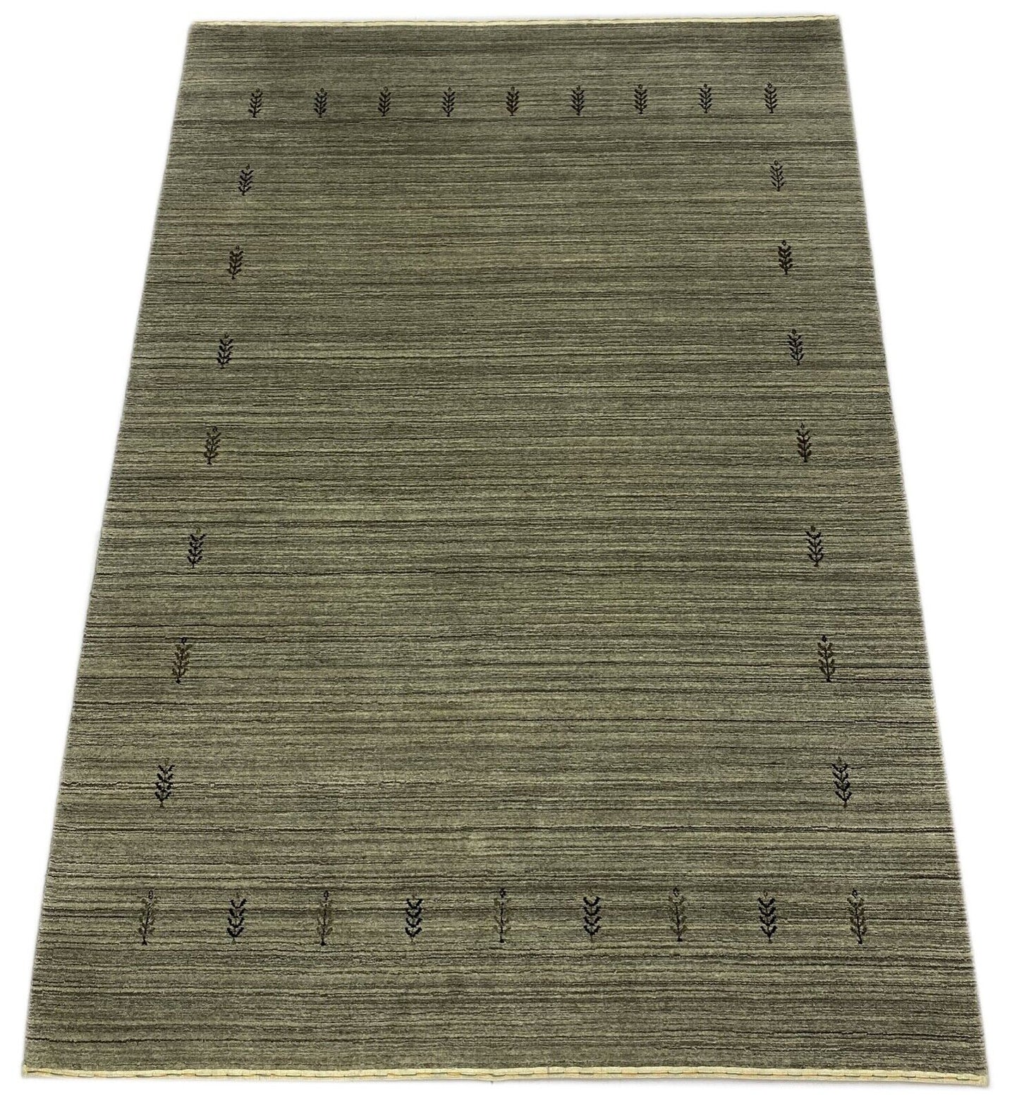Silber Grau Wohnzimmer Gabbeh Teppich 100% Wolle 162x242 cm Handgewebt WR82