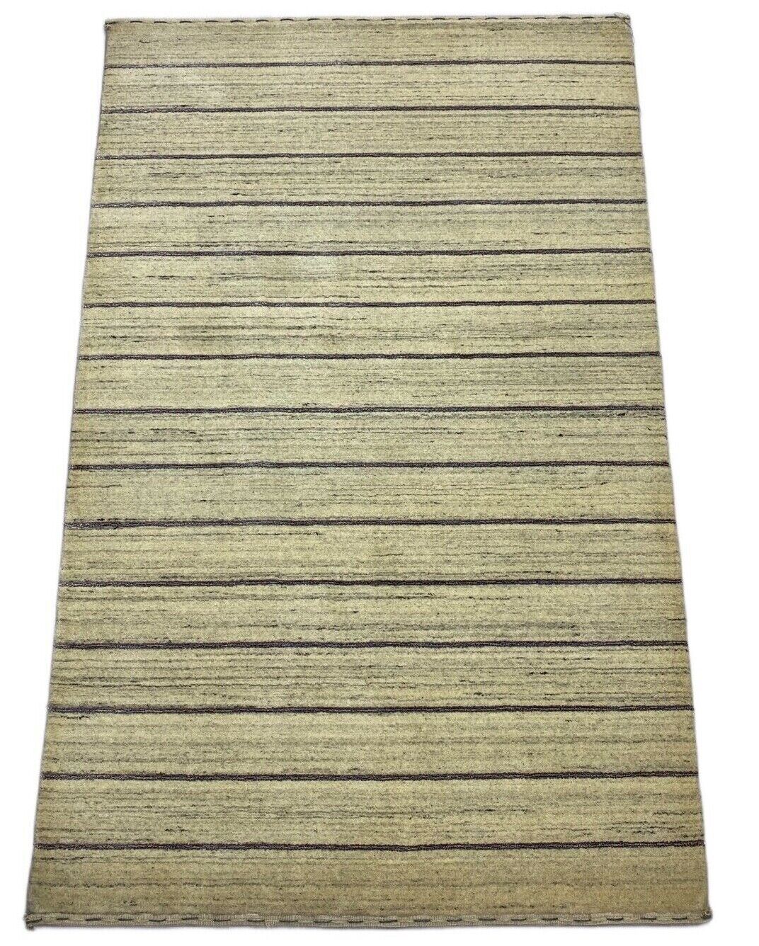Teppich 100% Wolle Beige Blau loom lori Handgewebt 120x180 cm S43