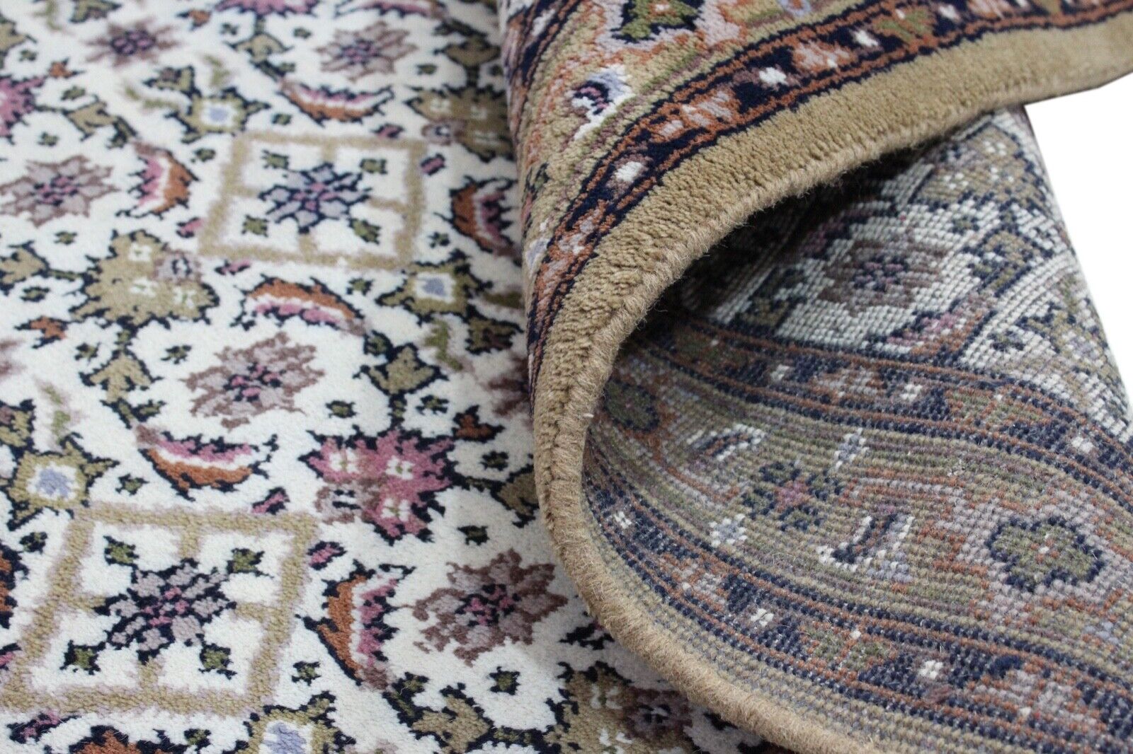 Herati Beige Braun Teppich Wolle Handgeknüpft 100% Schurwolle 140X200 cm D6