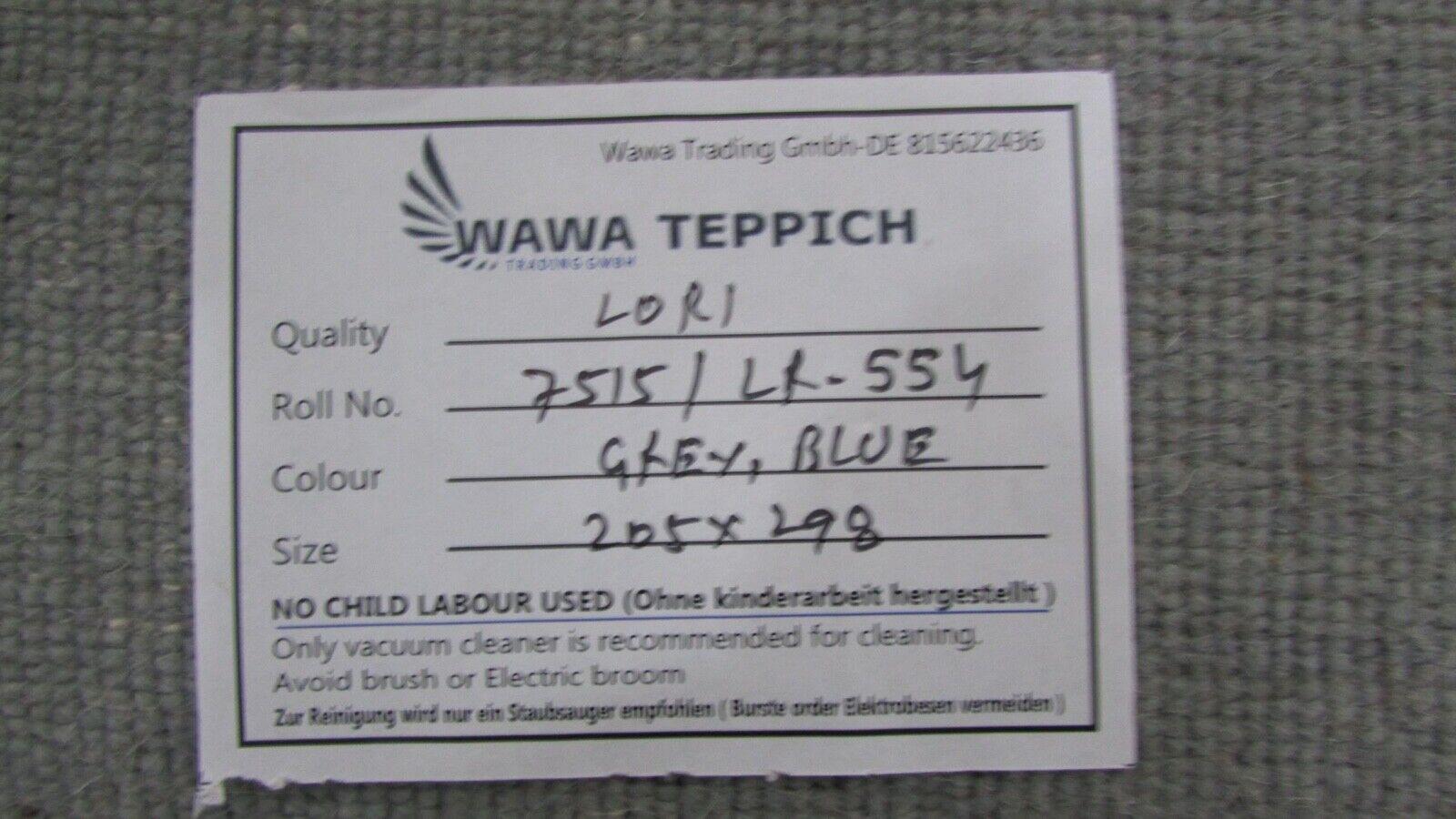 Tappeto Gabbeh Grigio Azzurro 100% Lana 200x300 cm Tessuto a Mano Orientale Lr553