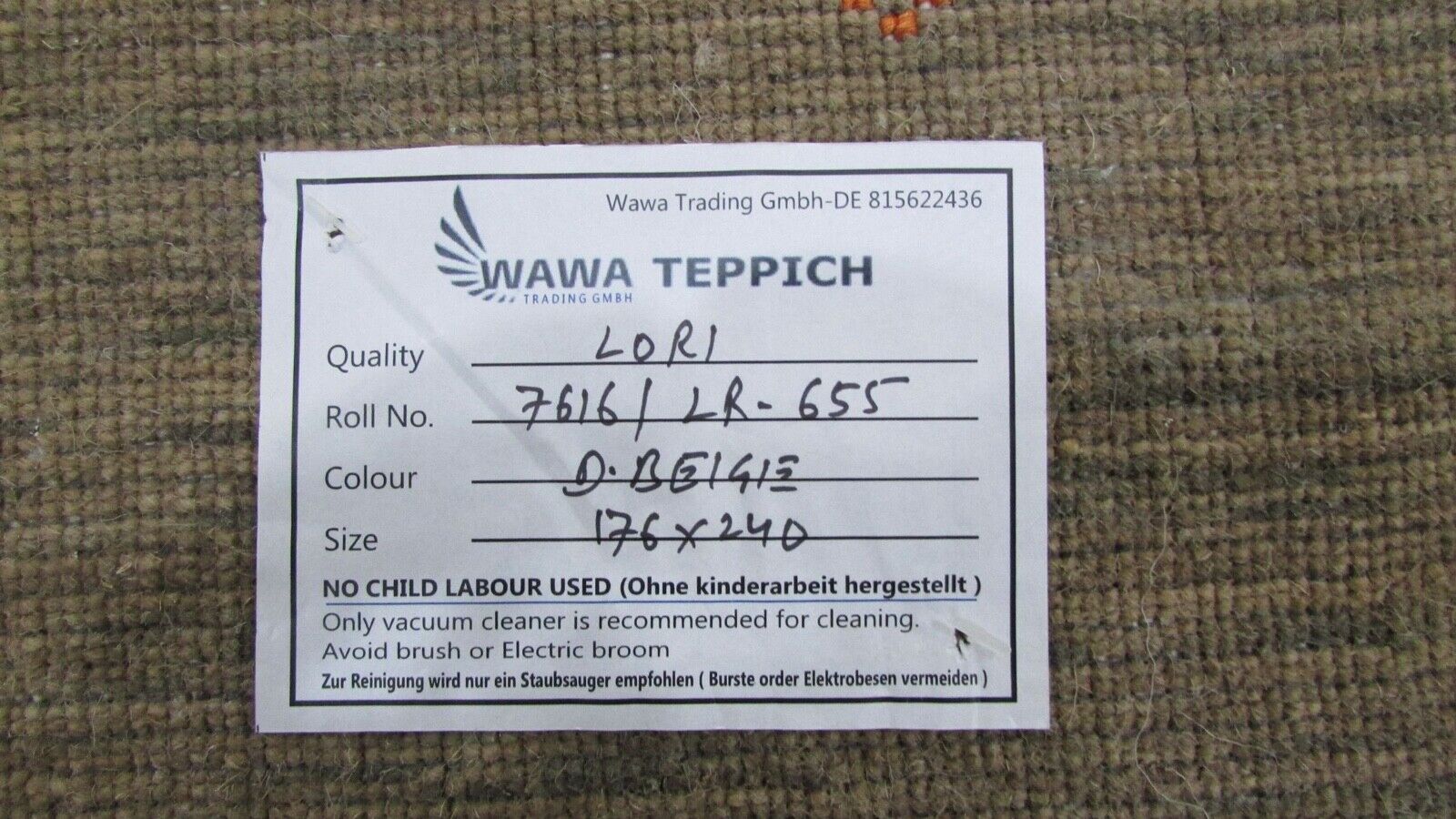 Gabbeh Teppich Dunkel Beige 100% Wolle 175x240 cm Handgewebt Orient Lr655