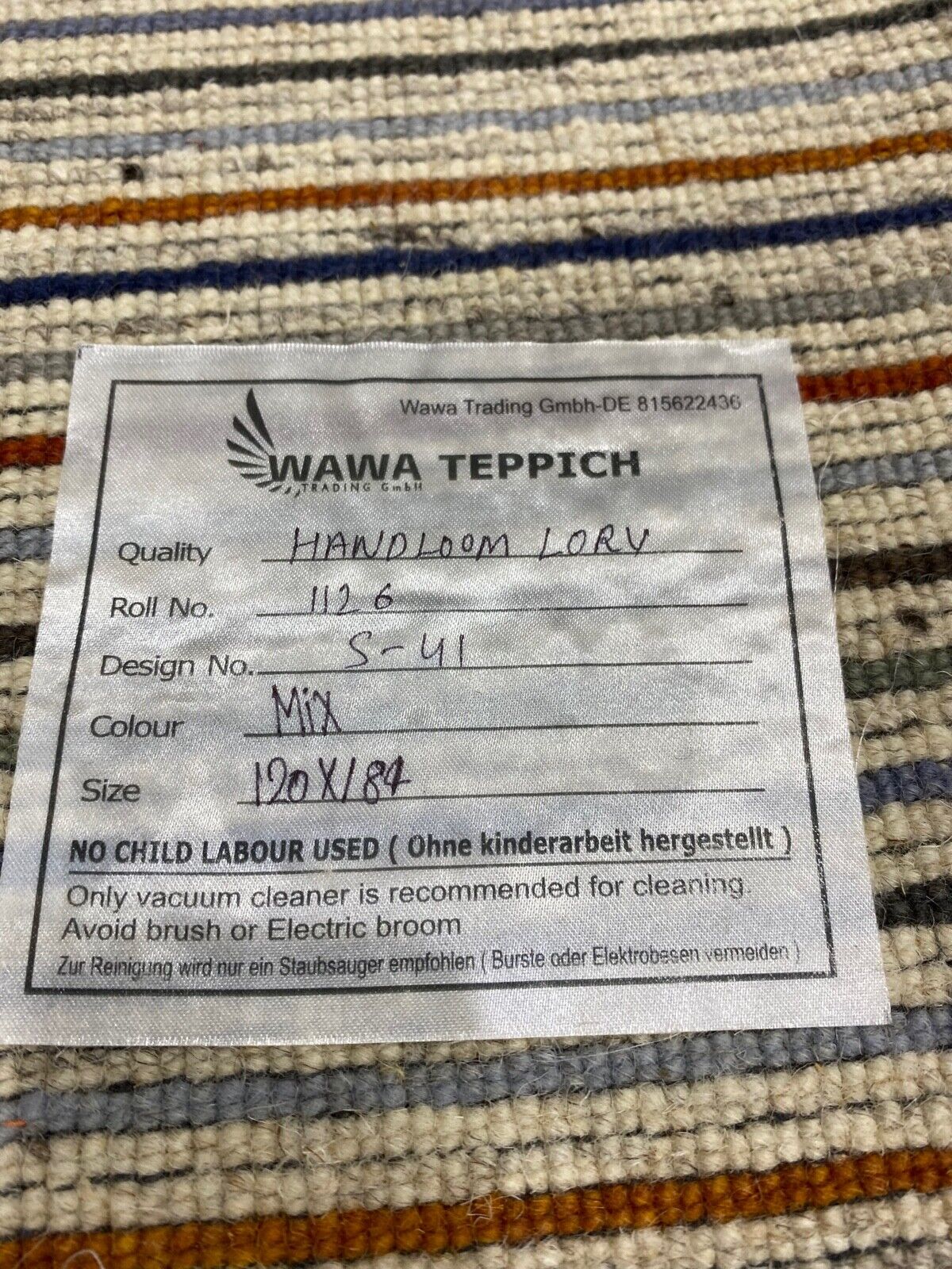 Gabbeh Teppich 100% Wolle Béžový tkalcovský stav lori Handgewebt 120x180 cm S41