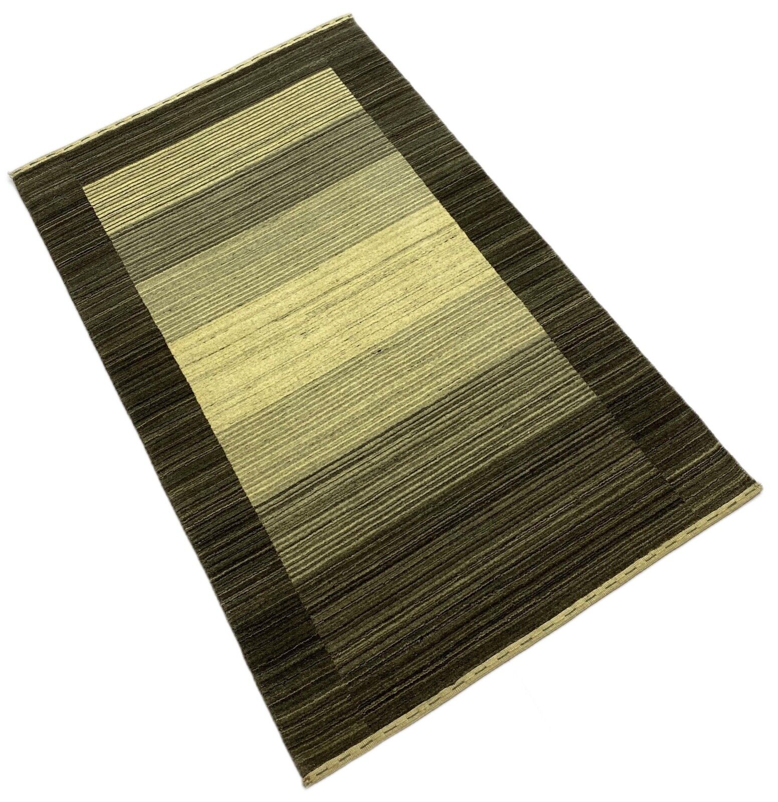 Teppich 100% Wolle Grau Beige Gabbeh lori Handgewebt 118x187 cm Naturwolle S98