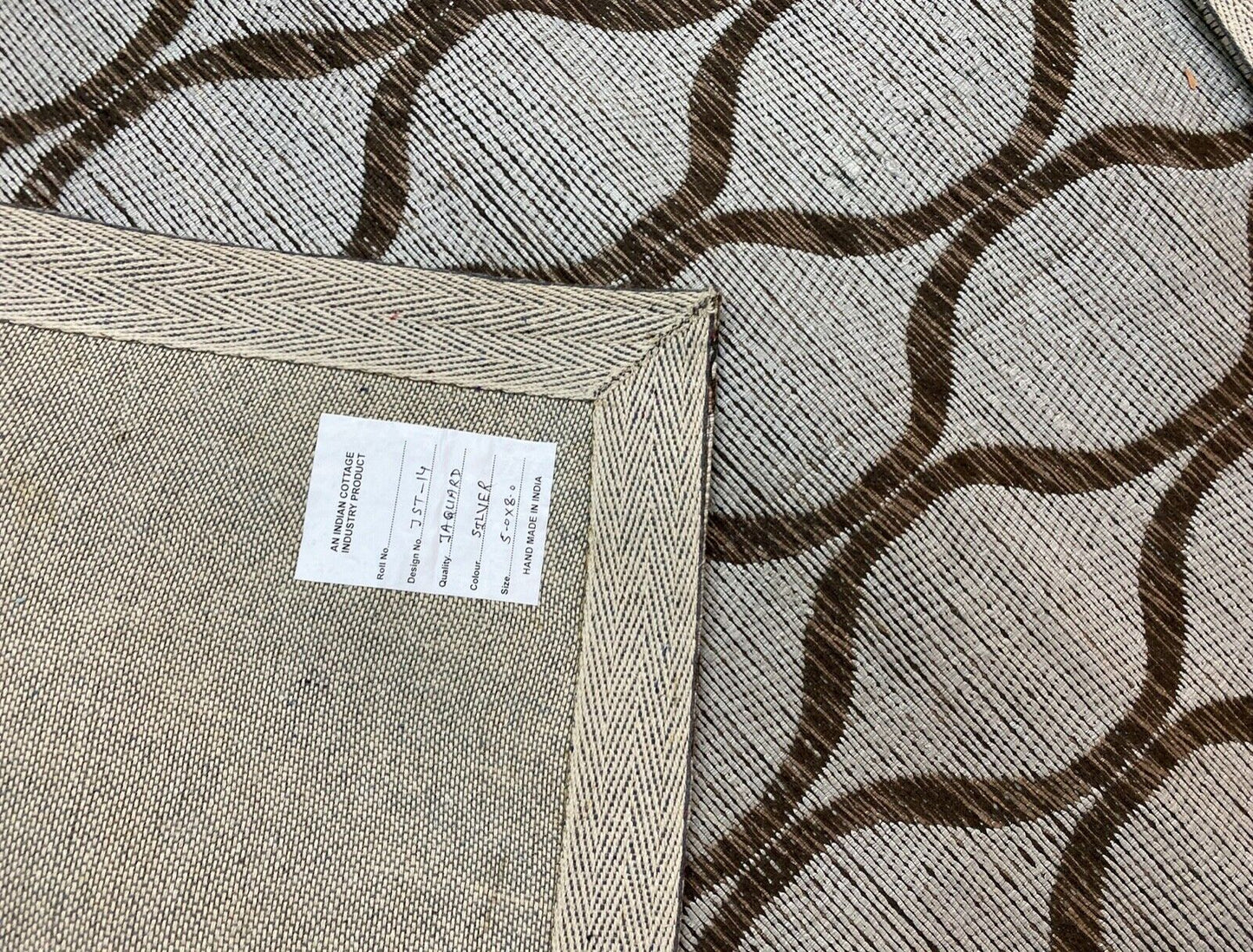 Jacquard Silber Teppich Flachgewebe Baumwolle Viskose 150x240 cm JST14
