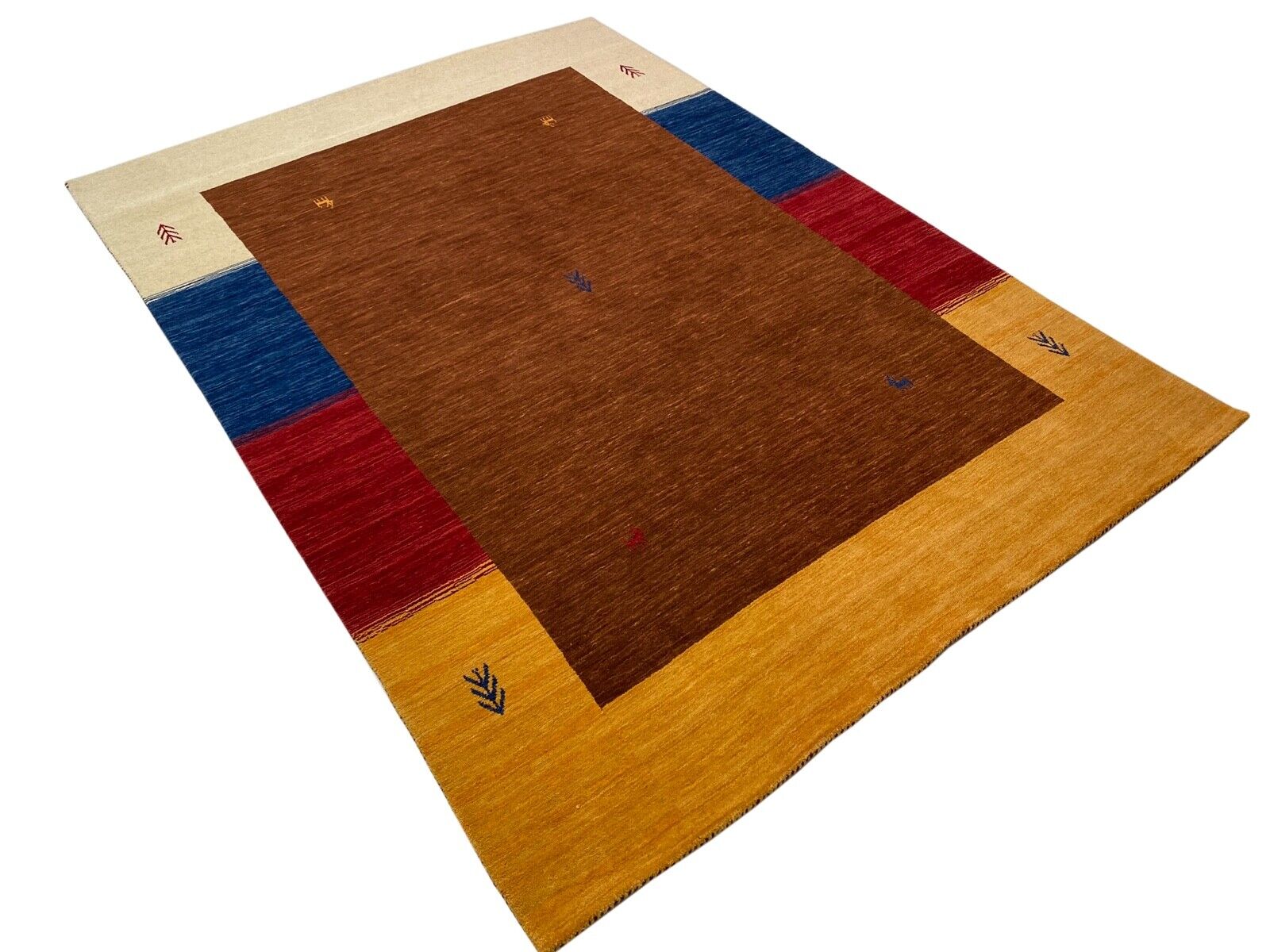 Gabbeh Teppich 100% Wolle 170x240 cm Braun Beige Rot Handgewebt Orientteppich