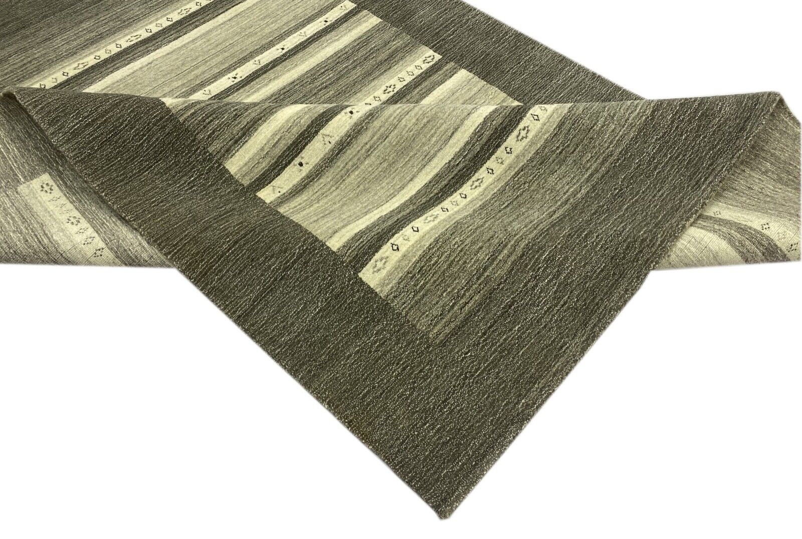 Wohnzimmer Gabbeh Teppich 100% Wolle Beige Grau 170X233 cm Handgewebt WR84