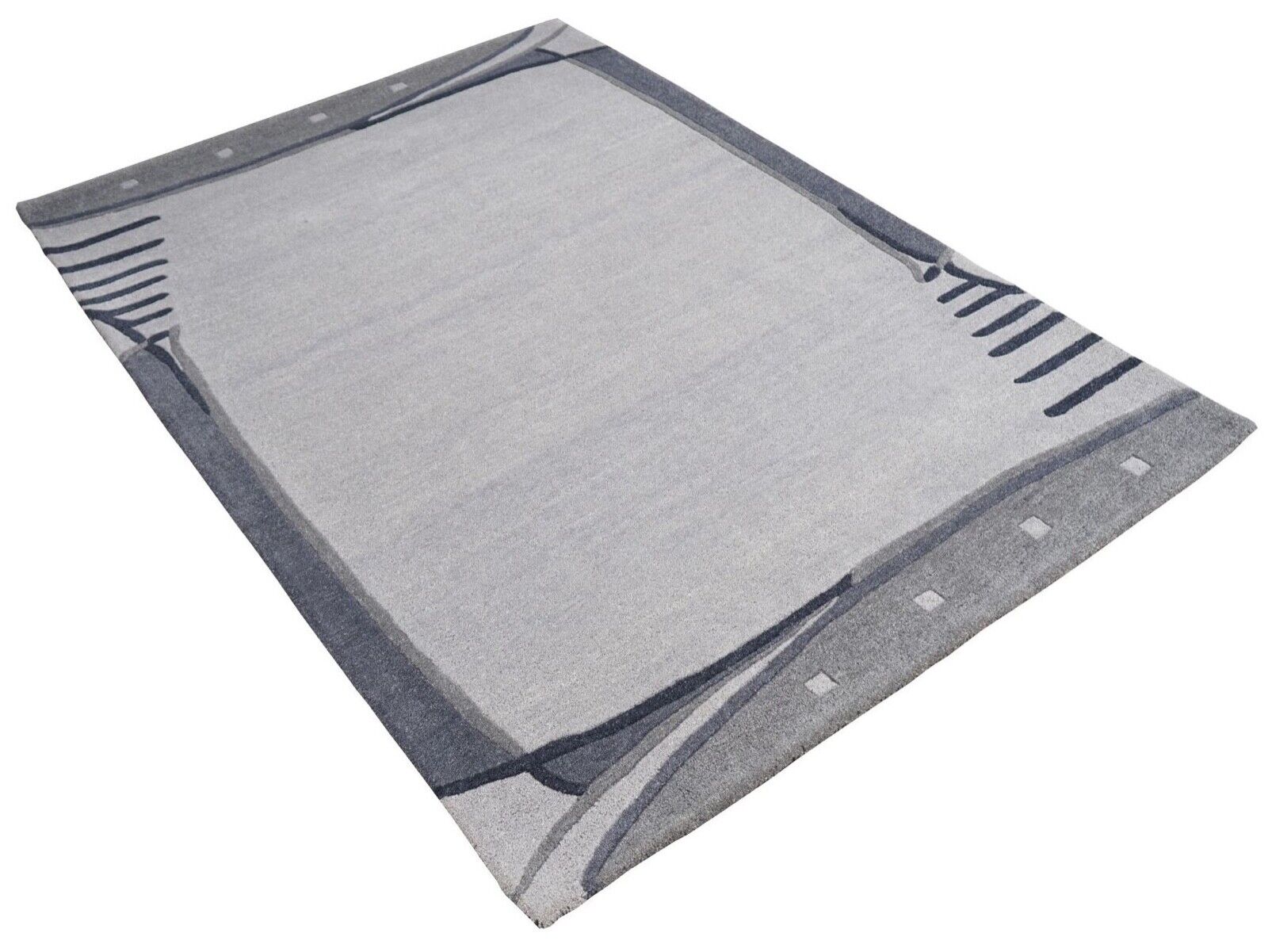 Teppich 100% Wolle Hell Grau 160X230 cm Orientteppich Handgetuftet HT215