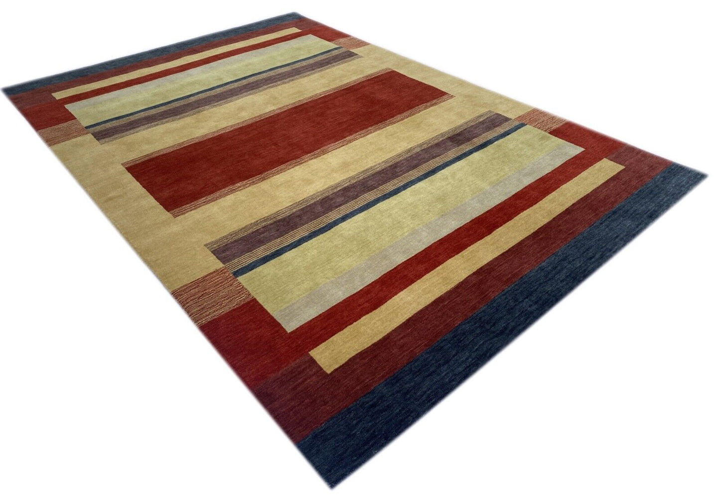 Teppich 100% Wolle 200x300 cm rot Beige grau Handgewebt Gabbeh Orientteppich