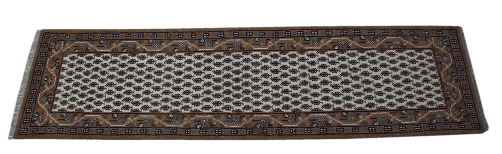 Läufer Teppich 100% Wolle Handgeknüpft Orient béžová Mir 75x270 cm