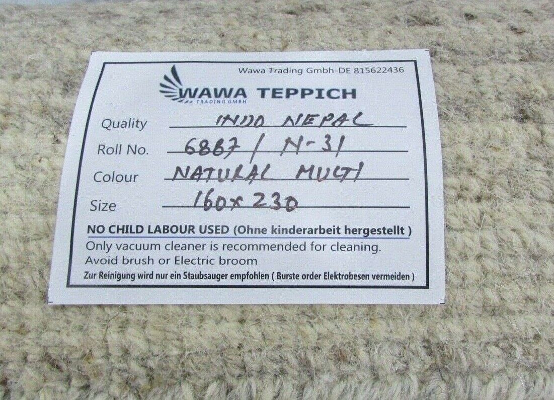 Orientteppich Nepal Teppich Handgeknüpft Braun Grau 100% Wolle 160x230 cm N-31