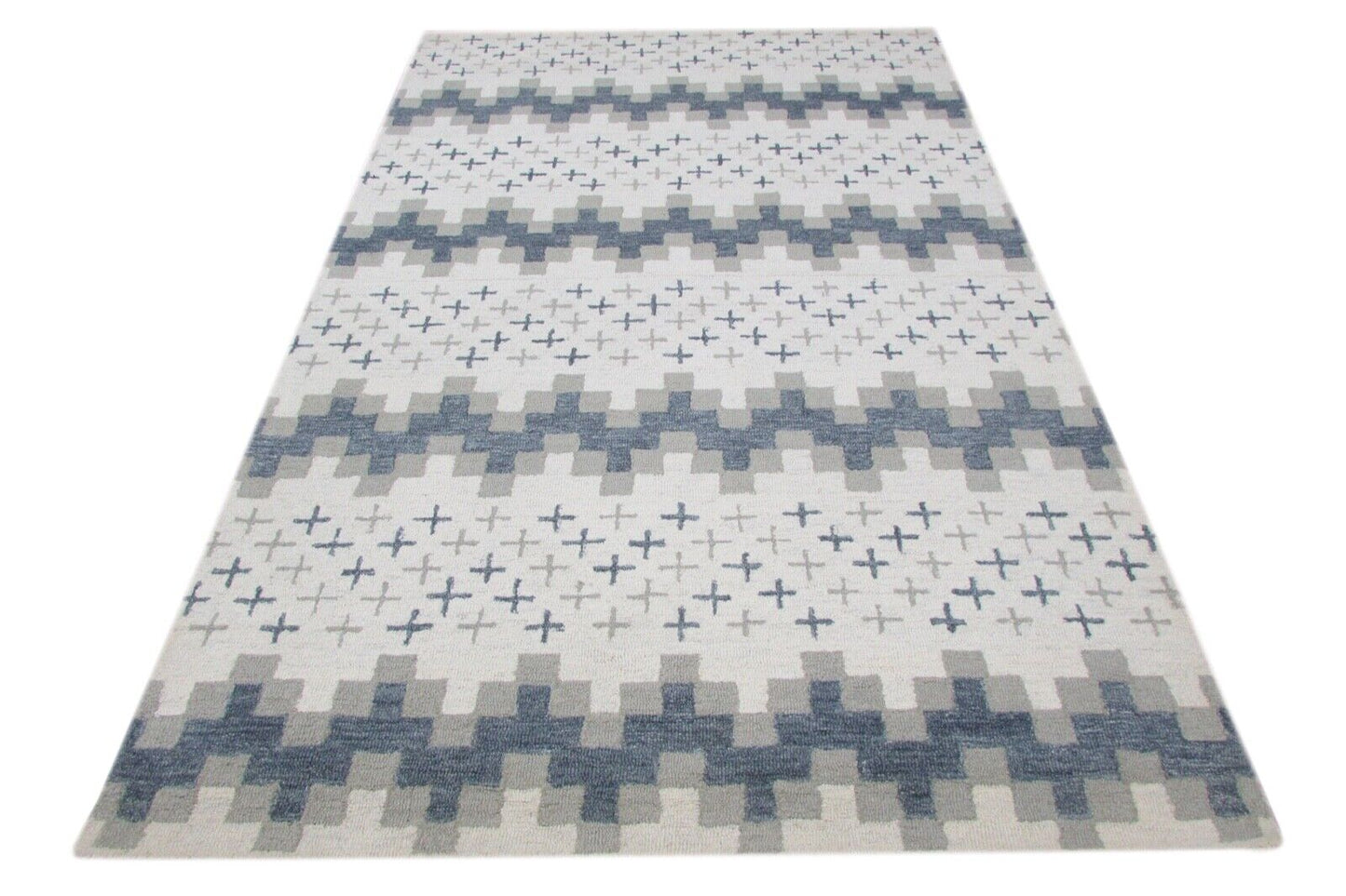 Grau Beige Teppich 100% Wolle 160X230 cm Handarbeit Handgetuftet T863