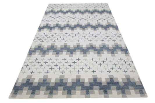 Grau Beige Teppich 100% Wolle 160X230 cm Handarbeit Handgetuftet T863