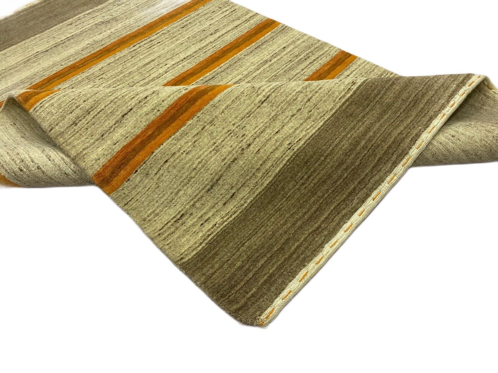 Γκρι χαλί, 100% μαλλί, Lori, χειροποίητο, πορτοκαλί μαλλί, 120x180 εκ., S86 