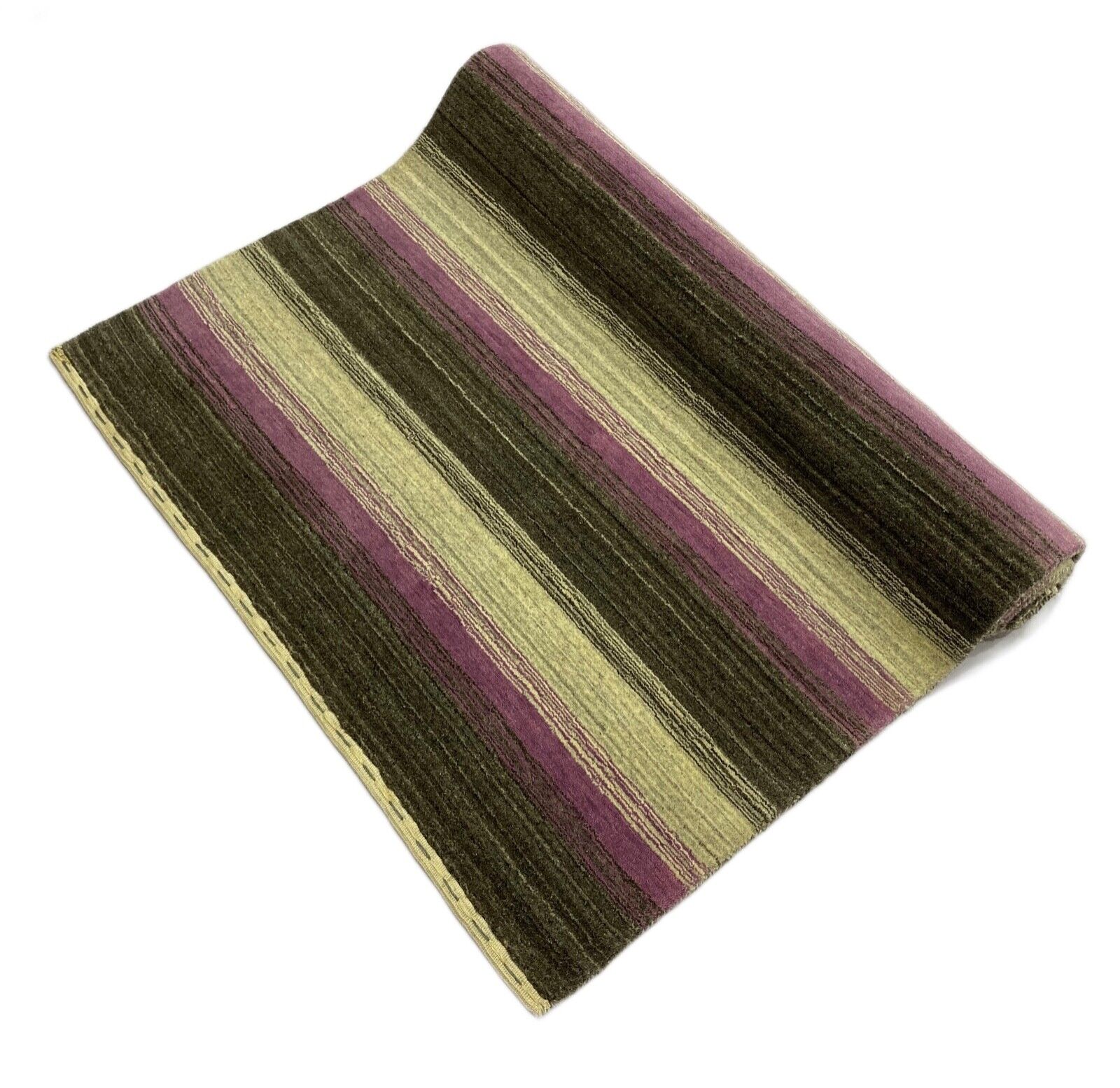 Teppich Gabbeh Rosa Schwarz Beige  100% Wolle lori Handgewebt 118x185 cm S52