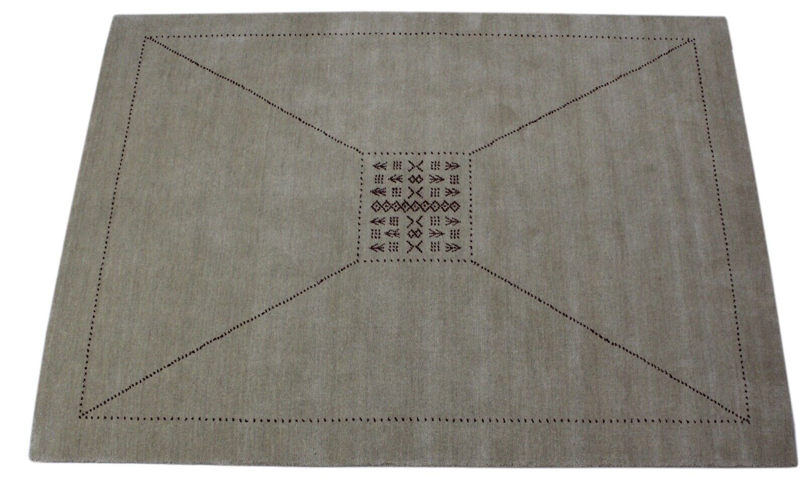 Gabbeh Teppich Beige 100% Wolle 170x240 cm Handgewebt Orientteppich R708