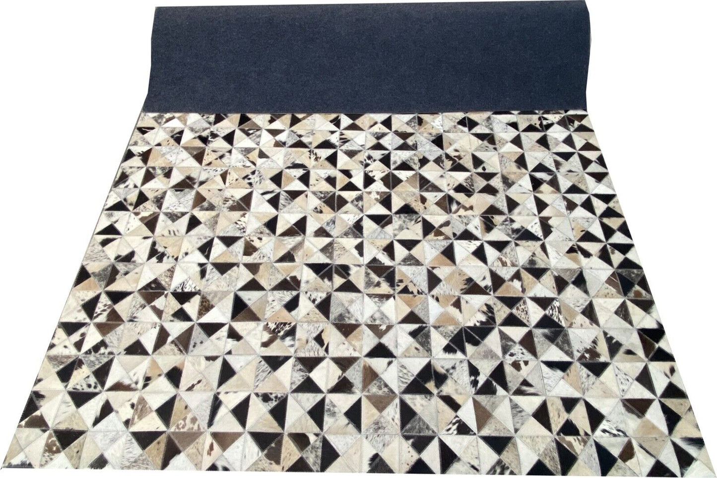 Leder Teppich 160x230 cm 100% Kuhfell ivory Braun Beige Echtleder Patchwork L4
