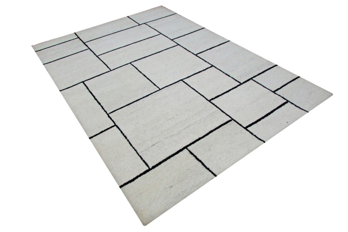 Elfenbeinfarbe Teppich 100% Wolle Beige 160X230 cm Handarbeit Handgetuftet T817