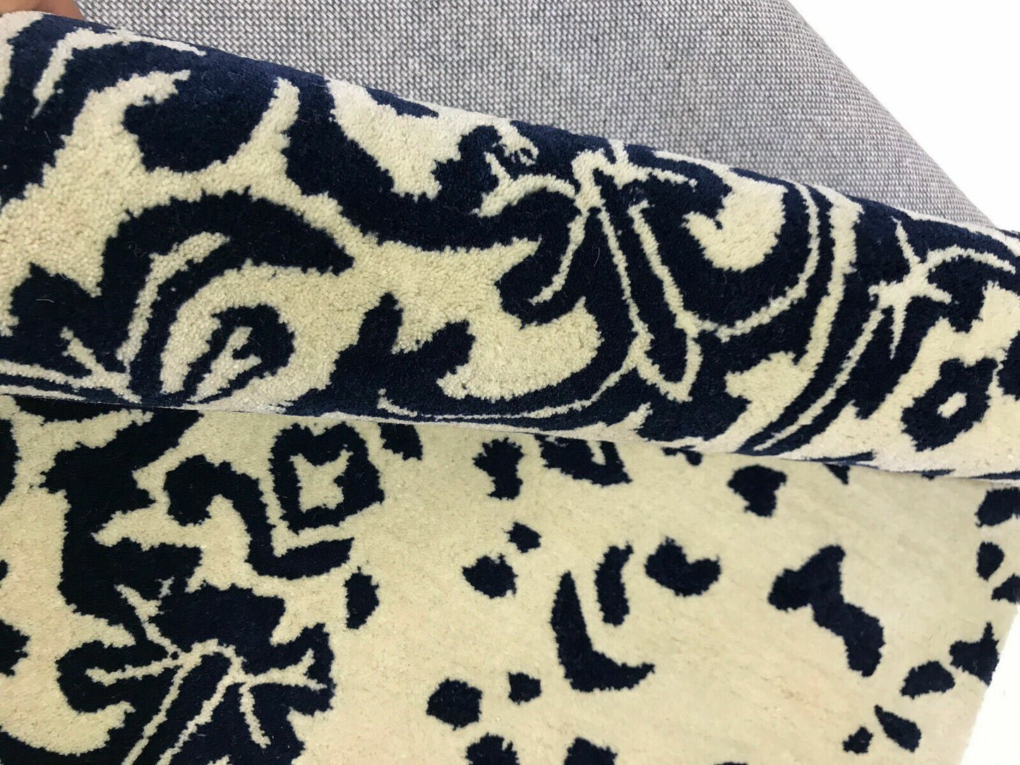 Beige Blau Teppich 100% Wolle 160X230 CM Orientteppich Handgetuftet Debbich