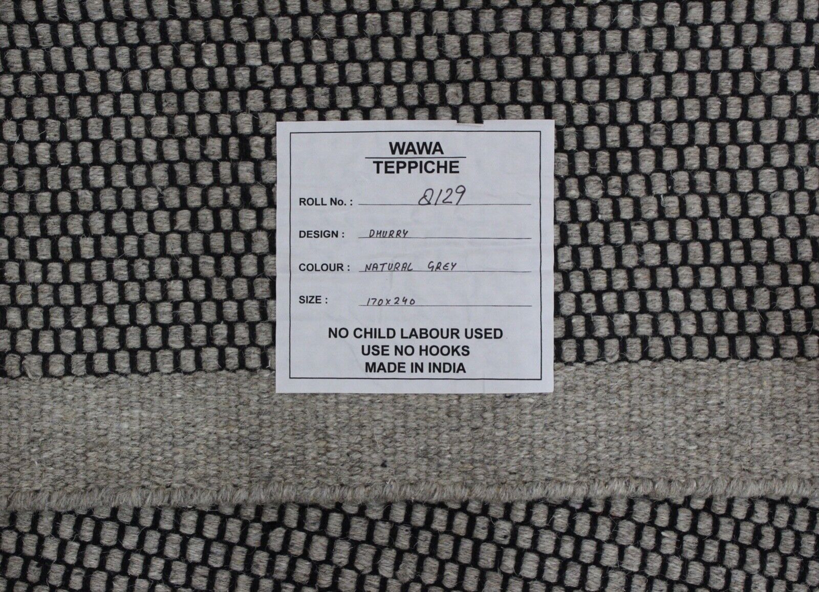 Grau Wohnzimmer 100% wolle Teppich Flachgewebe Bunt 170x240 cm Kilim Handgewebt