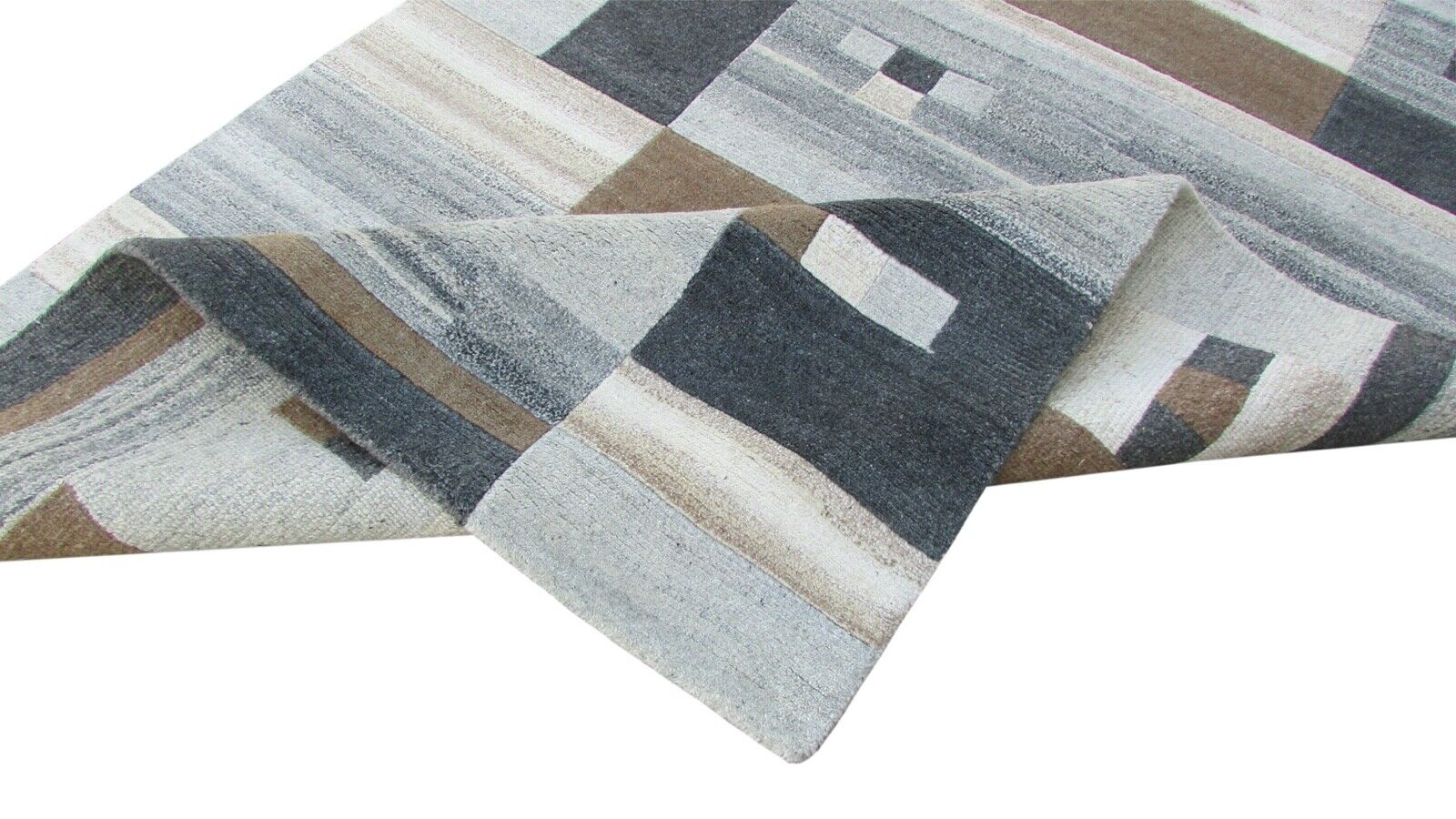 Nepal Teppich Handgeknüpft Braun Beige 100% Wolle Orientteppich 160x224 cm N-83