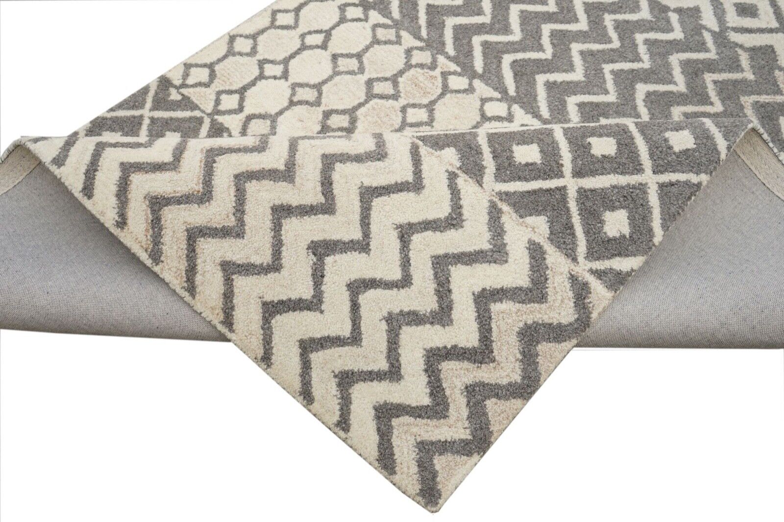 Grau Beige 160X230 cm Teppich 100% Wolle Orientteppich Handgetuftet HT180