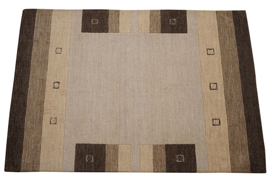 140X200 cm Teppich 100% Wolle Beige Braun Orient Handgetuftet HT611