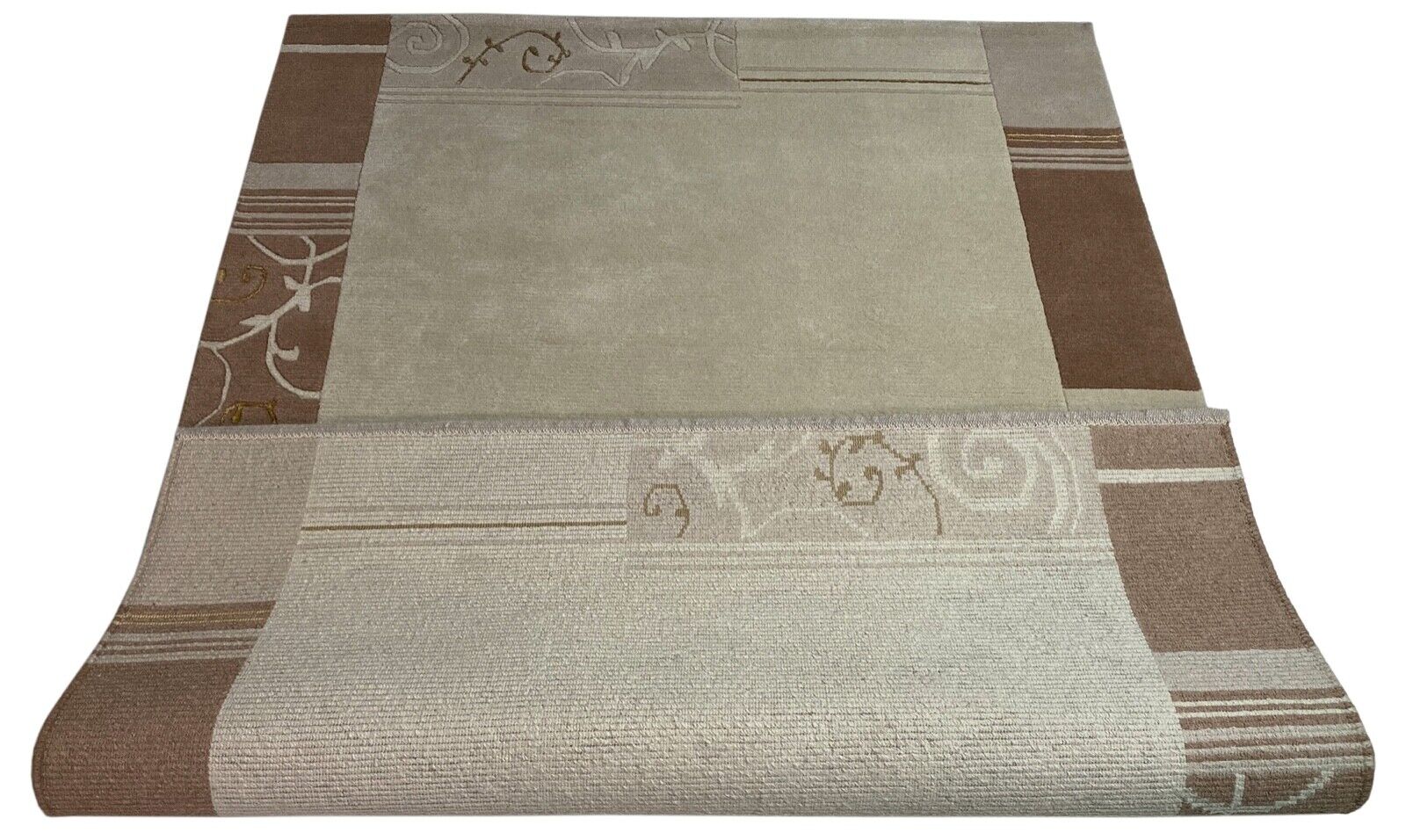 Indo Nepal Teppich Handgeknüpft Beige Braun 170X240 cm Wolle Orientteppich