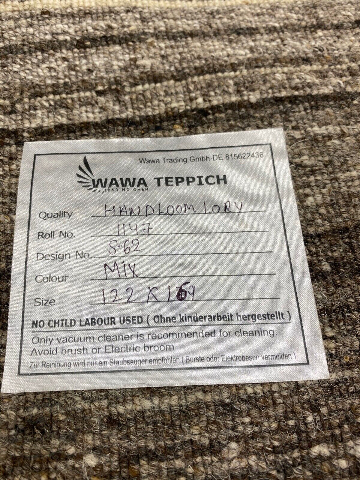 Preproga Gabbeh, rjava in bež, 100 % volna, ročno tkana Lori, 120 x 170 cm, S62