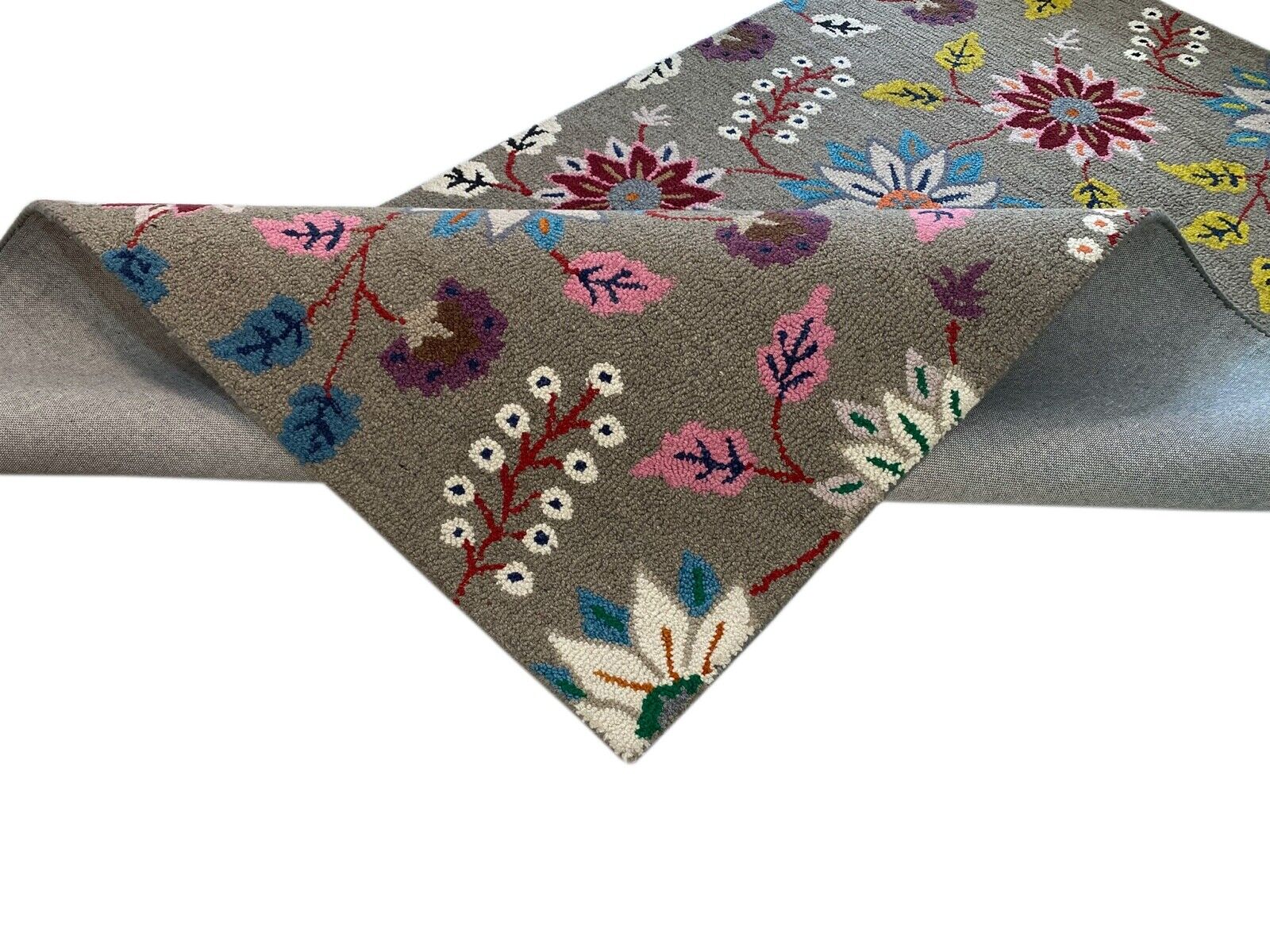 Designer Teppich Grau Gelb 100% Wolle Handarbeit Orient 150X240 CM MH933