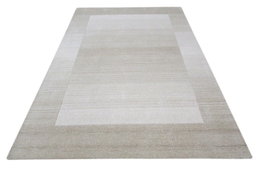 100% Wolle 160X230 cm Handarbeit Beige Teppich Handgetuftet Elfenbeinfarbe T837