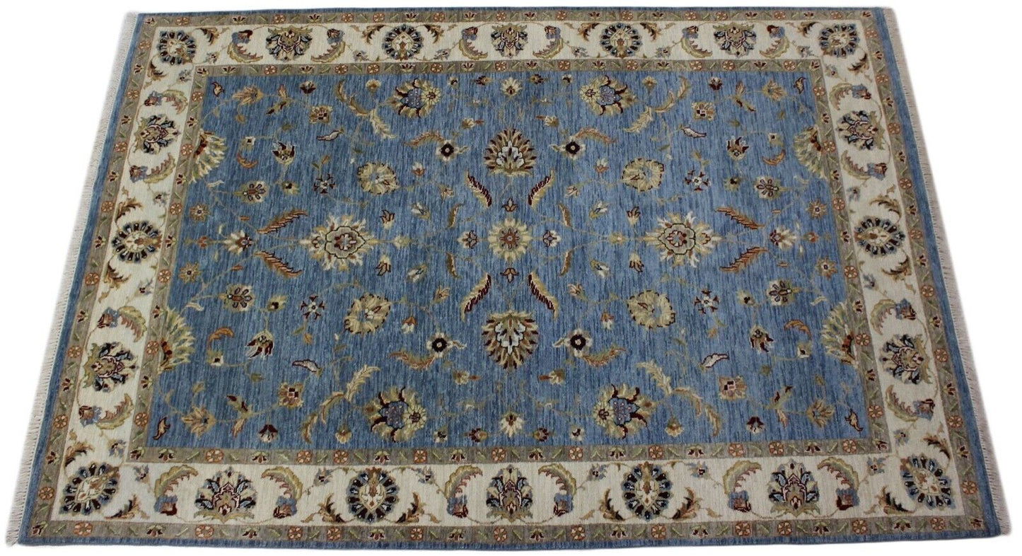 Ziegler Teppich Handgeknüpft 100% Wolle Himmel Blau Orientteppich 163X238 CM