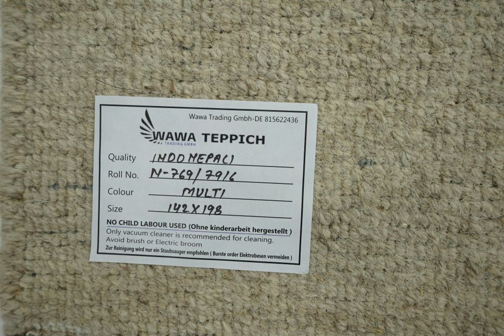 Nepal Teppich Handgeknüpft 100% Wolle Braun Beige Grau 140X200 cm N769