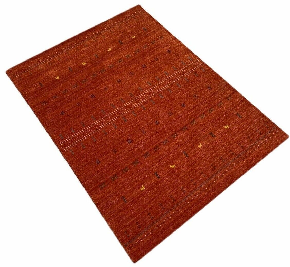 Wohnzimmer Rot Gabbeh Teppich 100% Wolle 180x240 cm Orange Handgewebt WR77