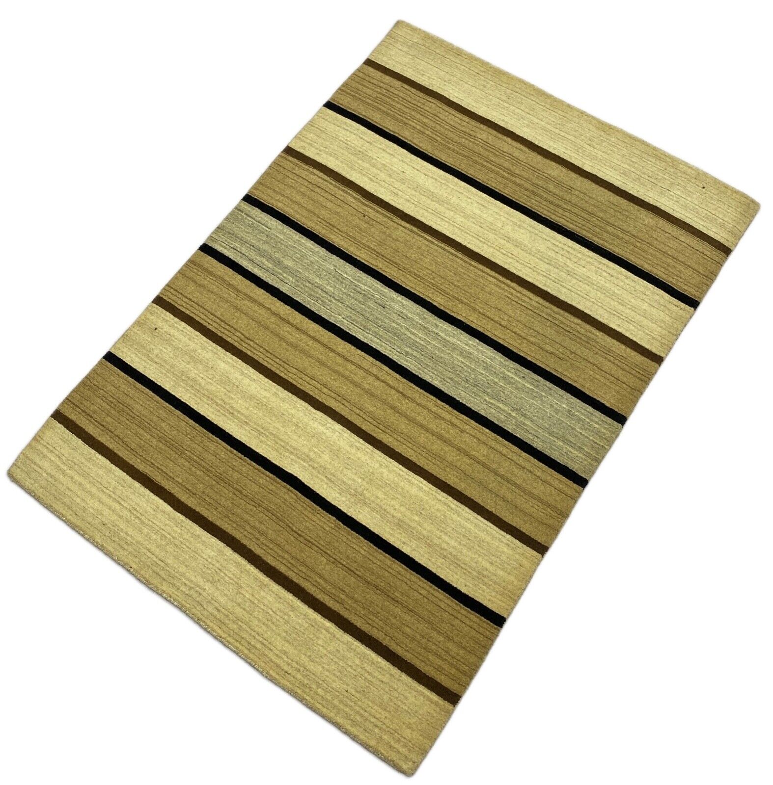 Teppich Gabbeh Beige Schwarz 100% Wolle lori Handgewebt 125x180 cm S28