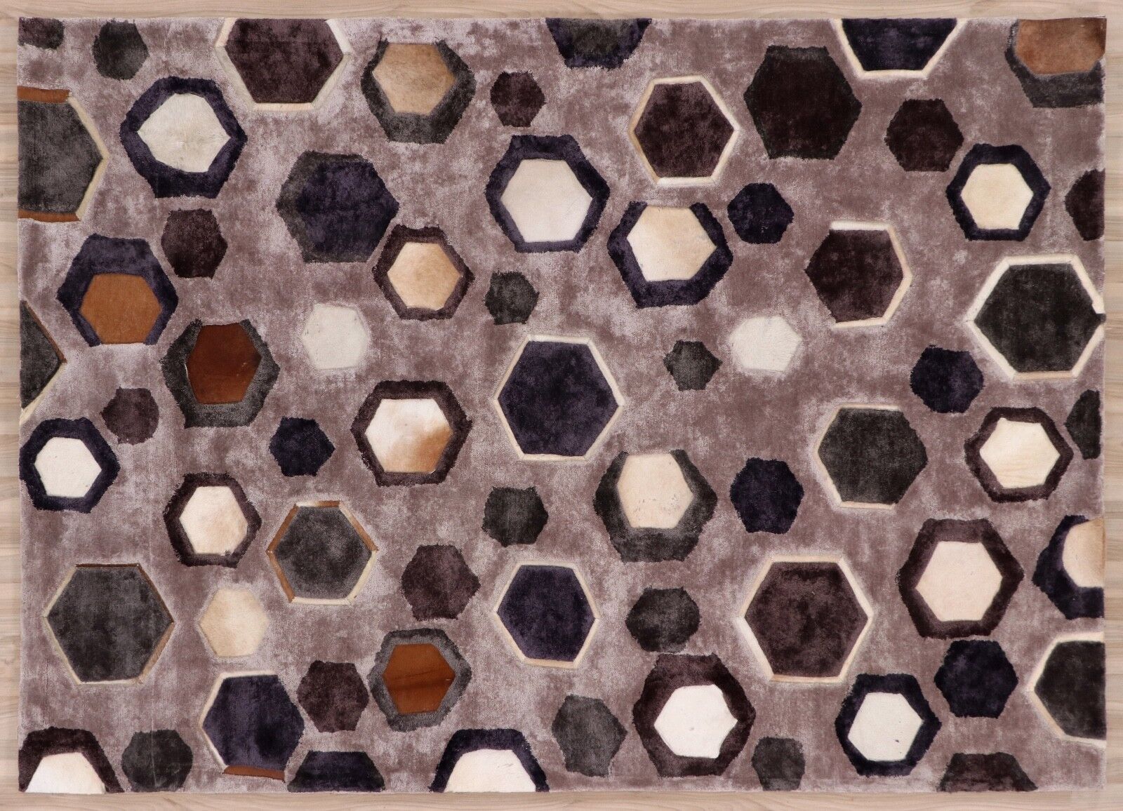 Tapis oriental, tapis de créateur, 170 x 240 cm, viscose, tufté à la main sur un tapis en cuir