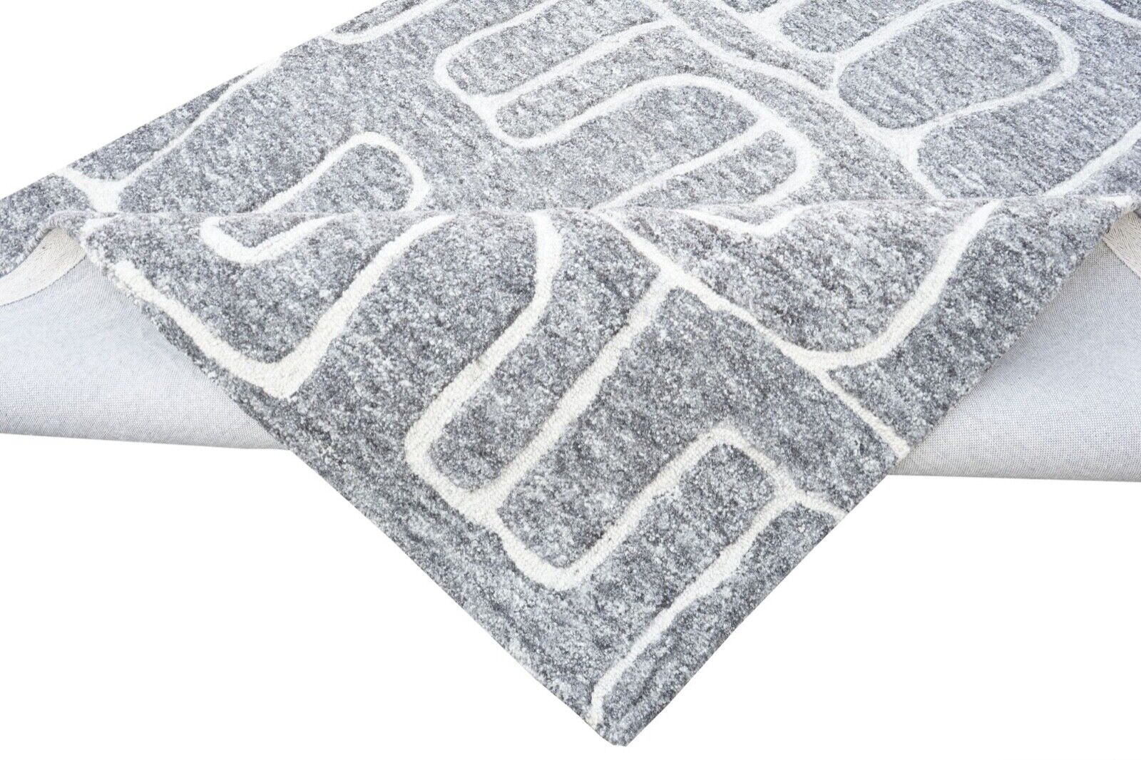 Grau Teppich 100% Wolle 160X230 cm Orientteppich Handgetuftet HT285