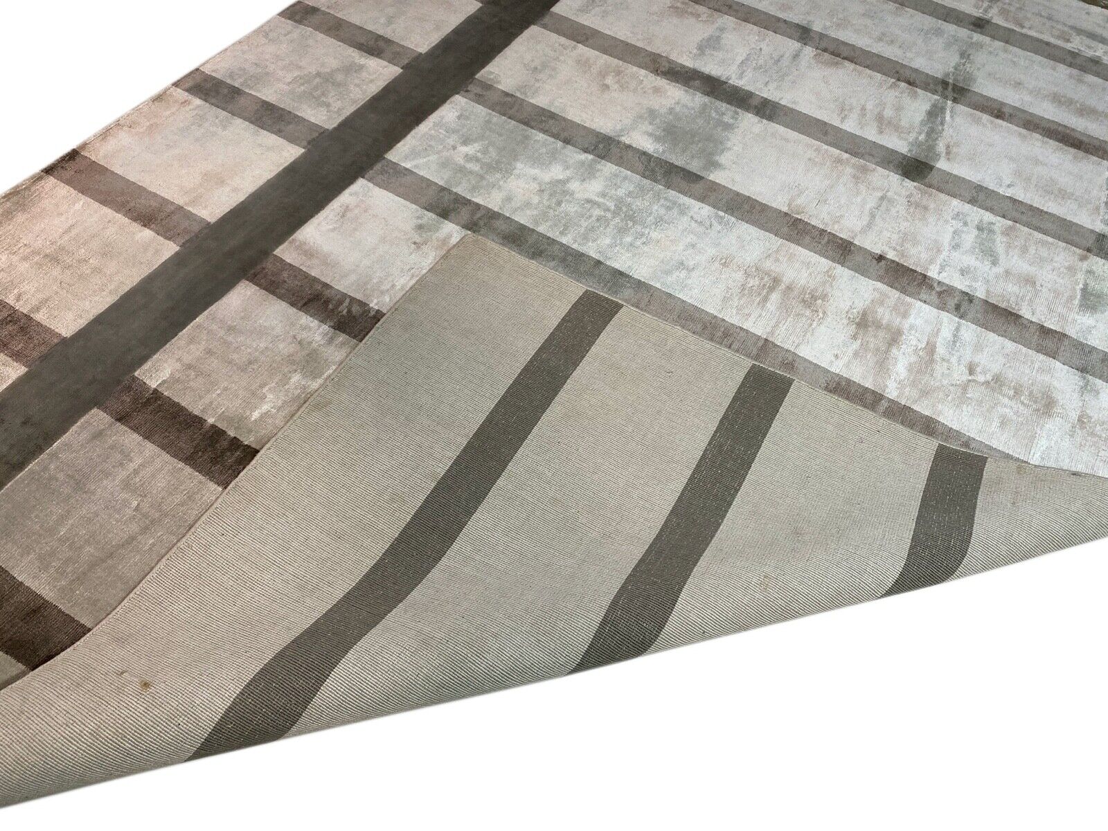 Tappeto orientale 200x300 cm beige marrone tappeto tessuto a mano in viscosa fatto a mano