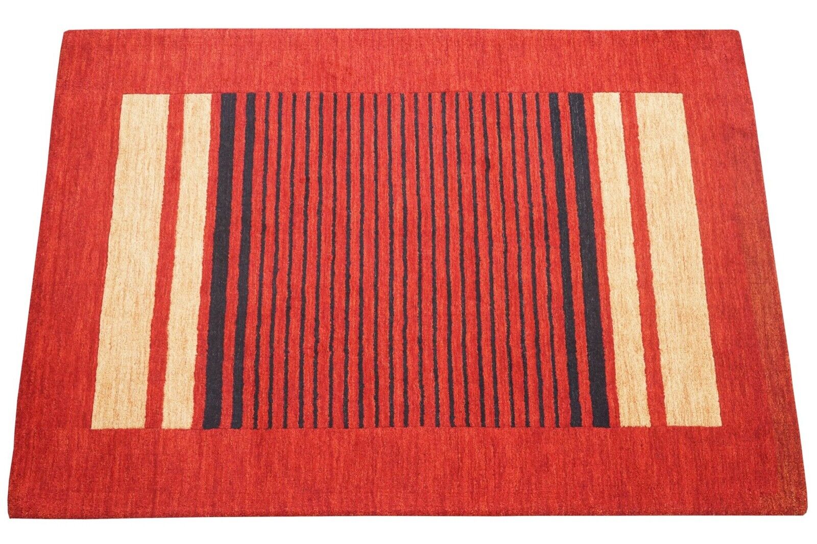 Rot Orange Beige 140X200 cm Teppich 100% Wolle Orientteppich Handgetuftet HT619
