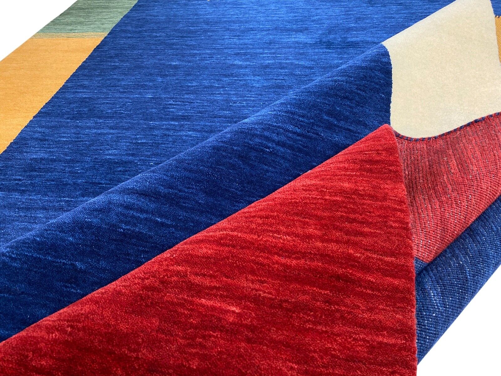 Blau Gabbeh 100% Wolle Orientteppich 170x240 cm Handgewebt loom Teppich