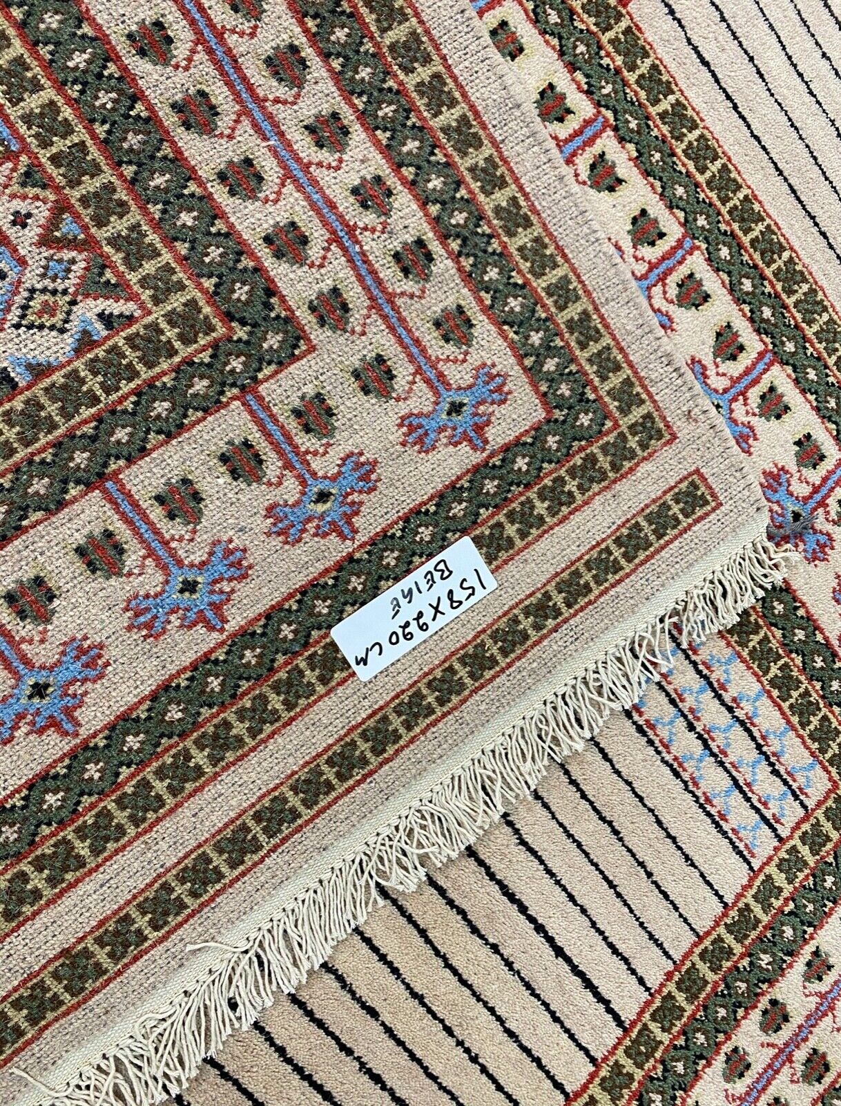 Orientteppich Teppich 100% Wolle Beige Handgeknüpft Kashan 158x220 cm