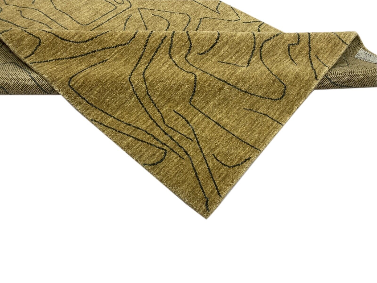 Gabbeh Teppich Gold Beige 100% Wolle 142x195 cm Handgewebt Lori WR65