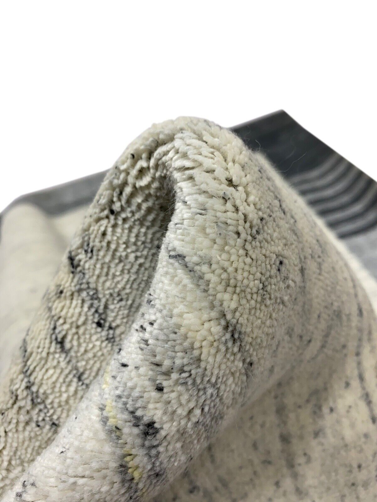 Grau Teppich 100% Wolle Silber Weiß Gabbeh Handgewebt 125x178 cm dp Garn S179