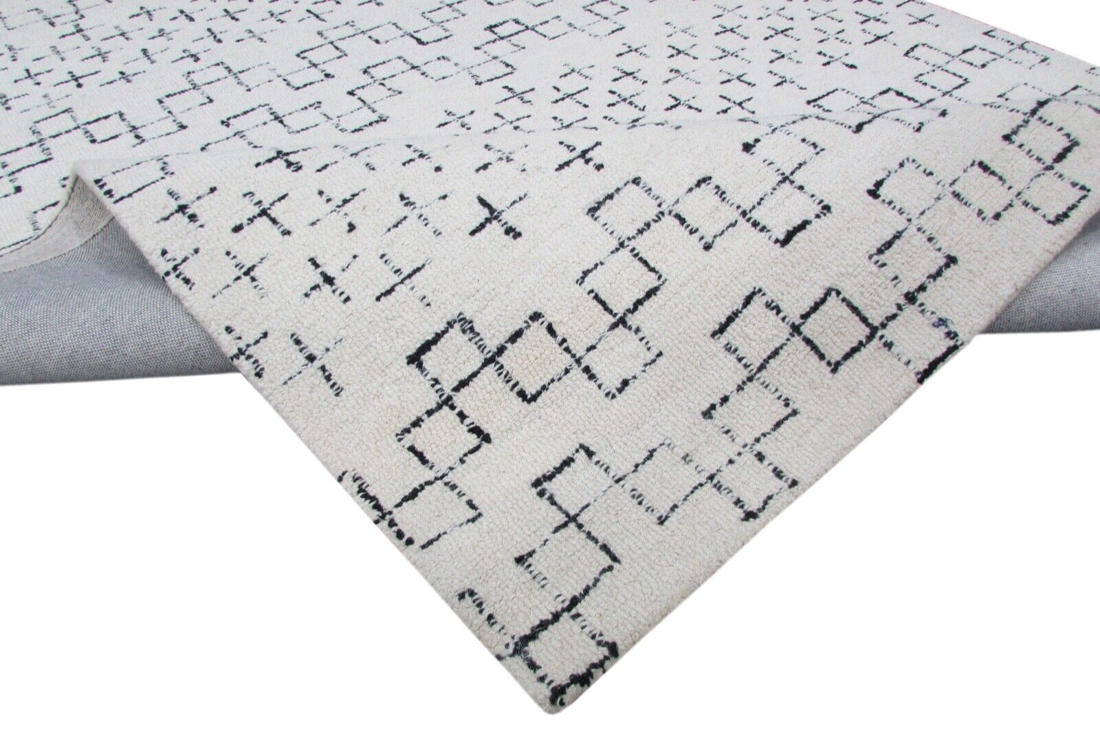 Ročno izdelana bež in modra preproga, 100 % volna, 150 x 230 cm, ročno tkana, T822 