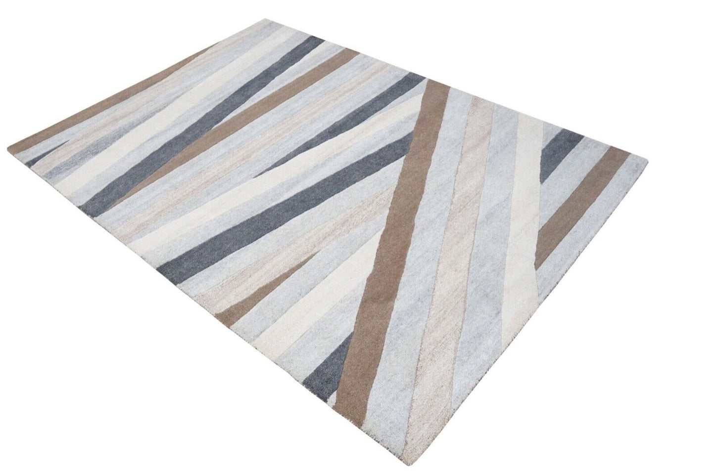 Beige Braun Teppich 100% Wolle 160X230 cm Orientteppich Handgetuftet HT412