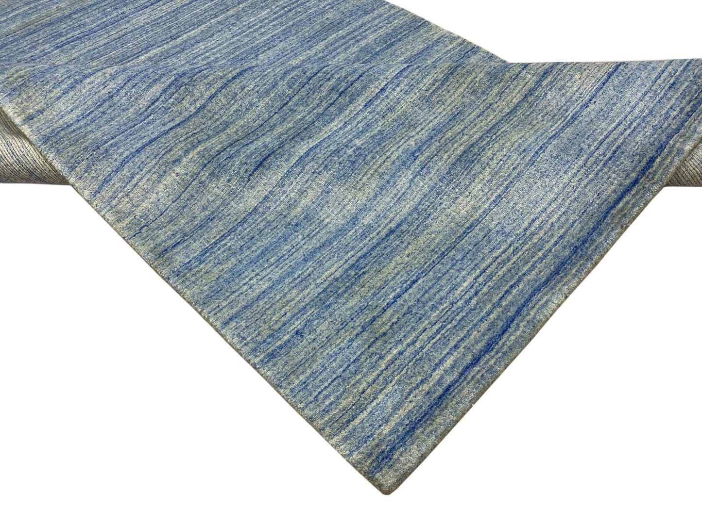 Blau Silber Teppich Gabbeh 100% Wolle loom lori Handgewebt 120x180 cm S169