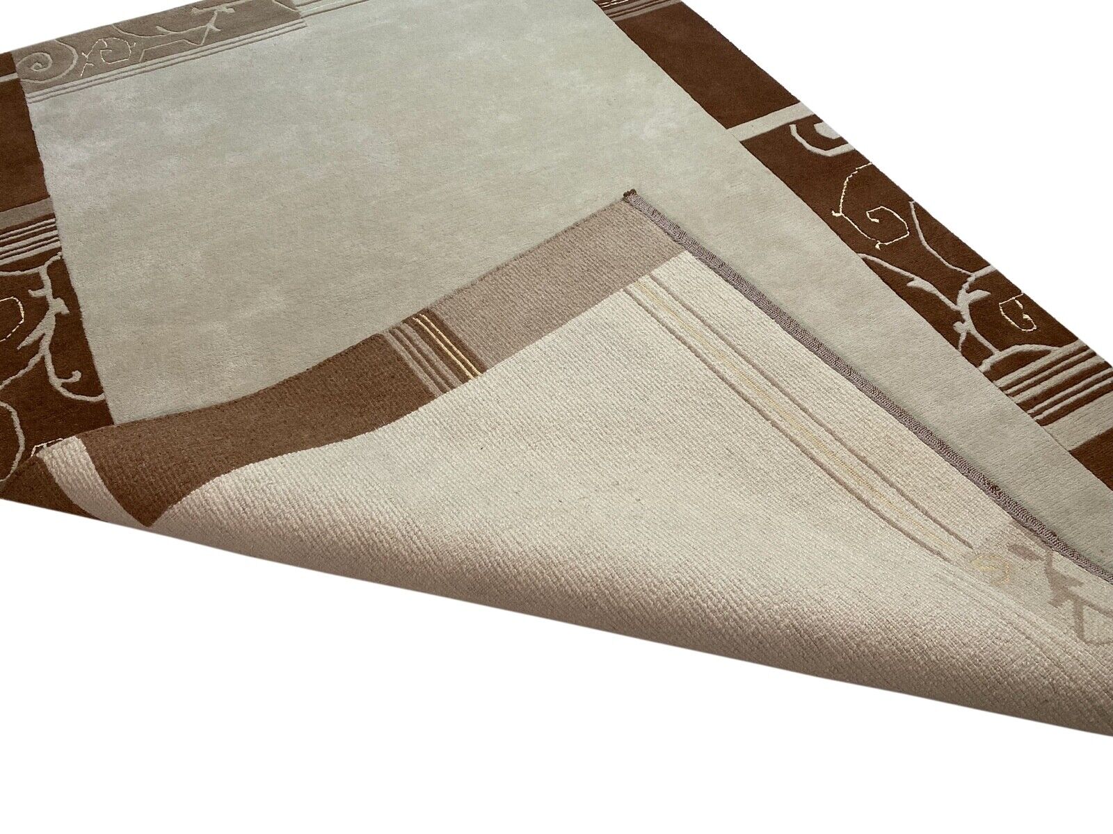 Indo Nepal Teppich Handgeknüpft Beige Braun 200X300 cm Wolle Orientteppich