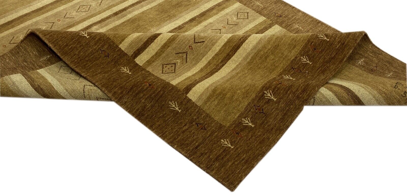 Wohnzimmer Gabbeh Teppich 100% Wolle Beige Braun 170x236 cm Handgewebt WR74