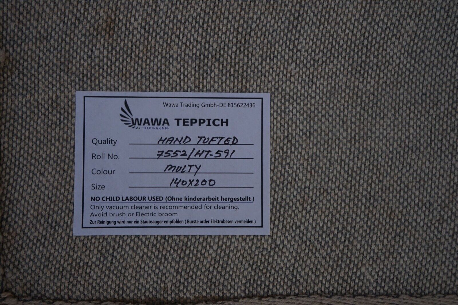 Braun Beige 140X200 cm Teppich 100% Wolle Orientteppich Handgetuftet HT591